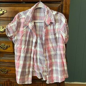 Pink and Purple Plaid Short Sleeve Shirt
